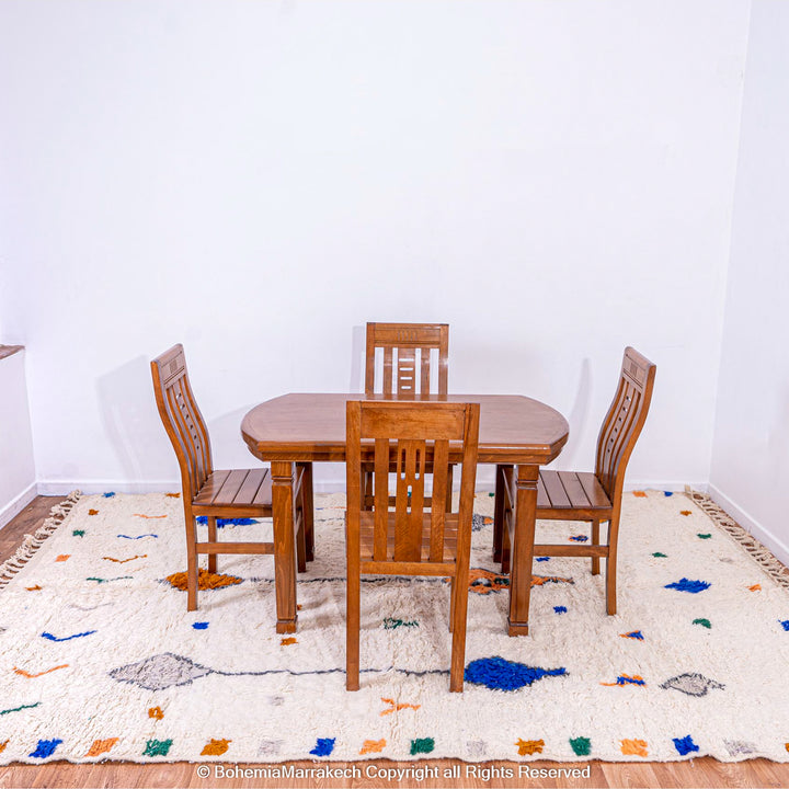 Minimalist Moroccan wool rug with tribal Berber design in natural tones