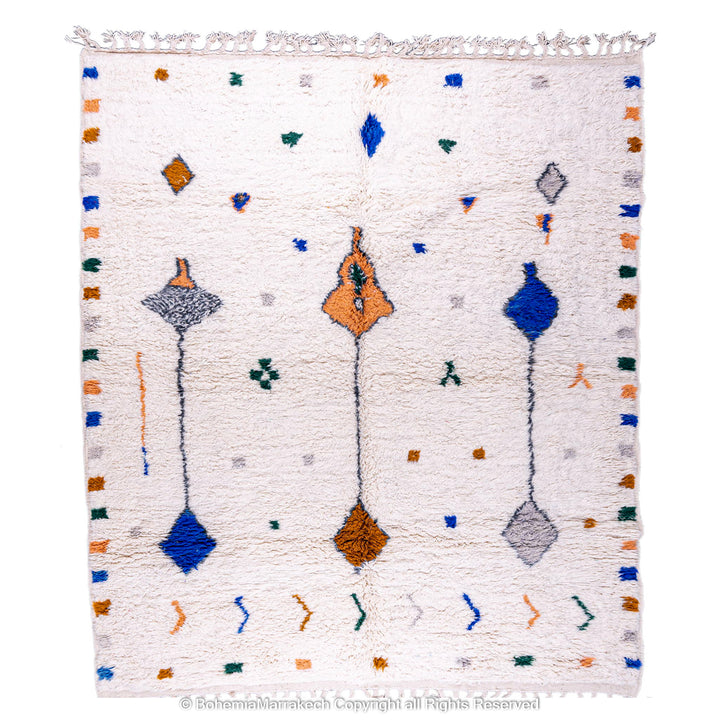 Minimalist Moroccan wool rug with tribal Berber design in natural tones