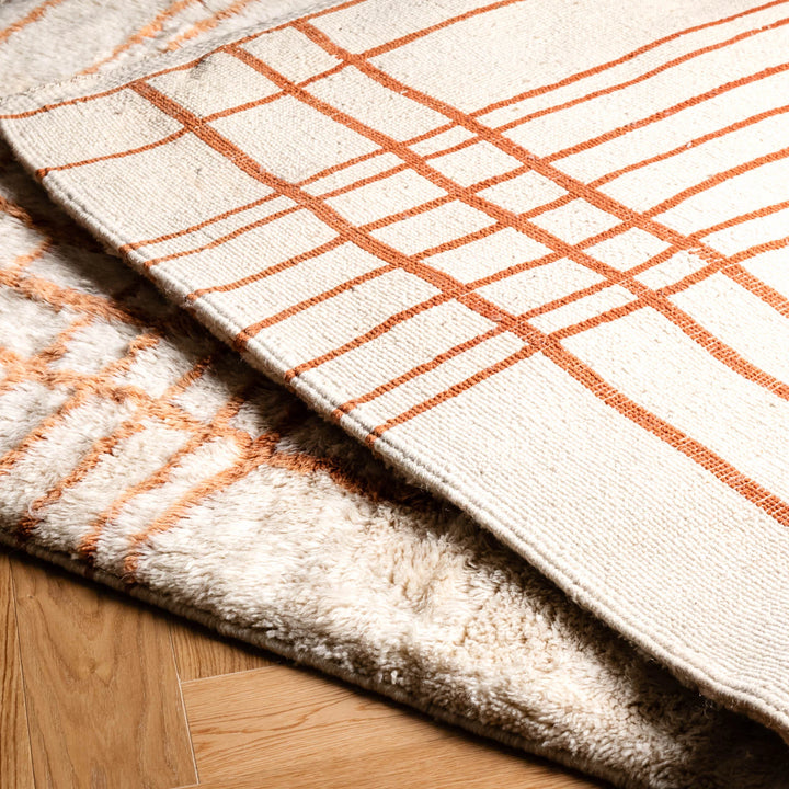 Custom Beni Mrirt Moroccan Berber rug with grid pattern, handwoven in premium wool. Elegant traditional carpet for modern decor.