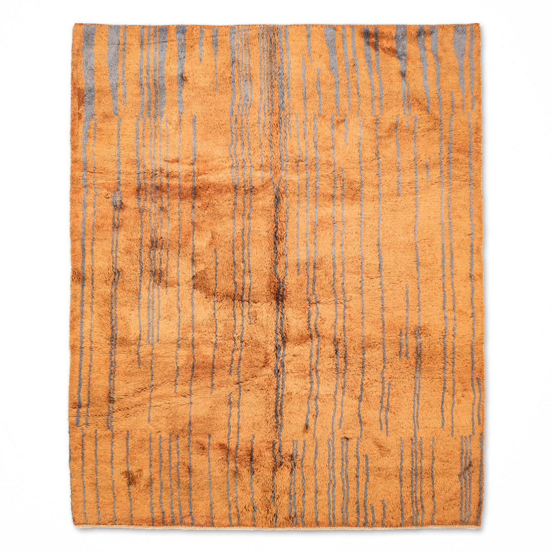 Custom Beni Mrirt handwoven Moroccan wool rug with vertical lines, area rug 8x10, Moroccan Berber craftsmanship.