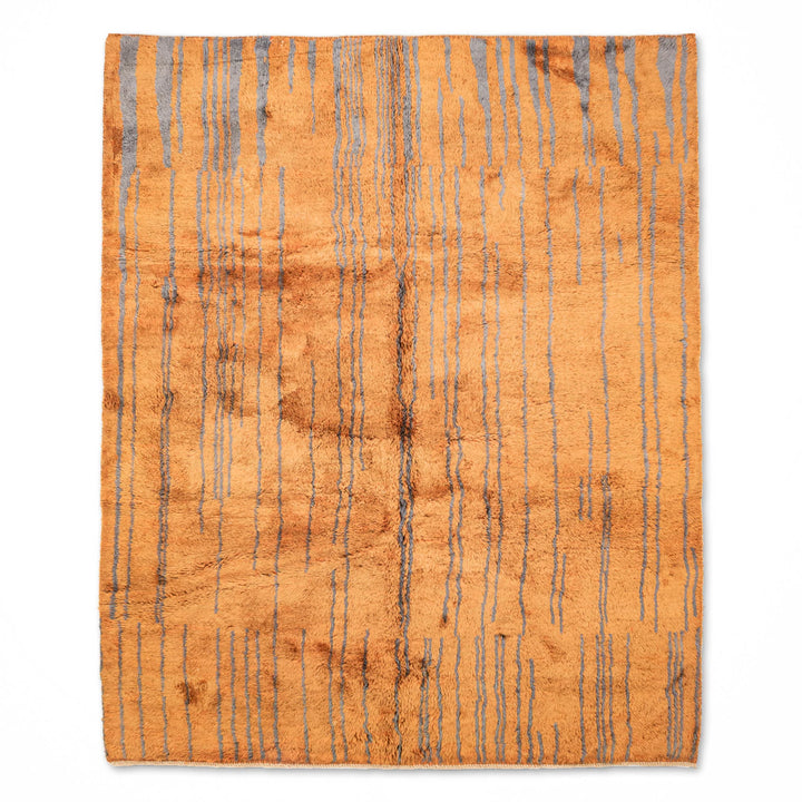 Custom Beni Mrirt handwoven Moroccan wool rug with vertical lines, area rug 8x10, Moroccan Berber craftsmanship.