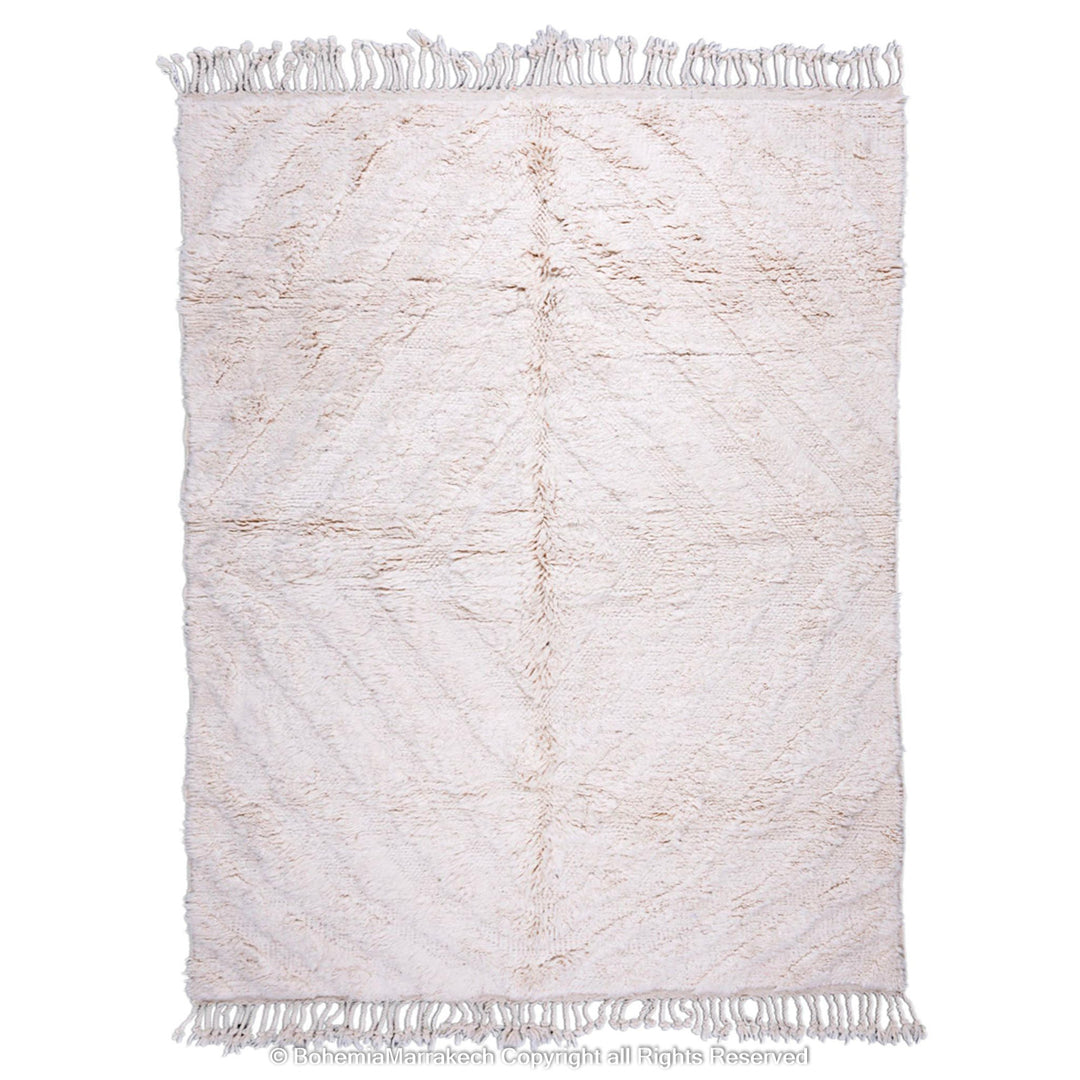 Cream Moroccan Beni Ourain rug with soft tone-on-tone chevron design