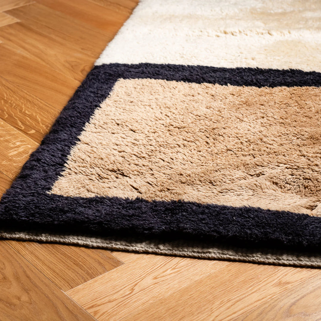 Custom Beni Mrirt wool rug showcasing thick pile and geometric design, traditional Moroccan Berber carpet handcrafted in Morocco.