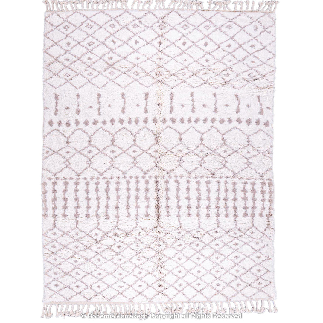 White Moroccan Beni Ourain Rug with Subtle Berber Geometric Pattern