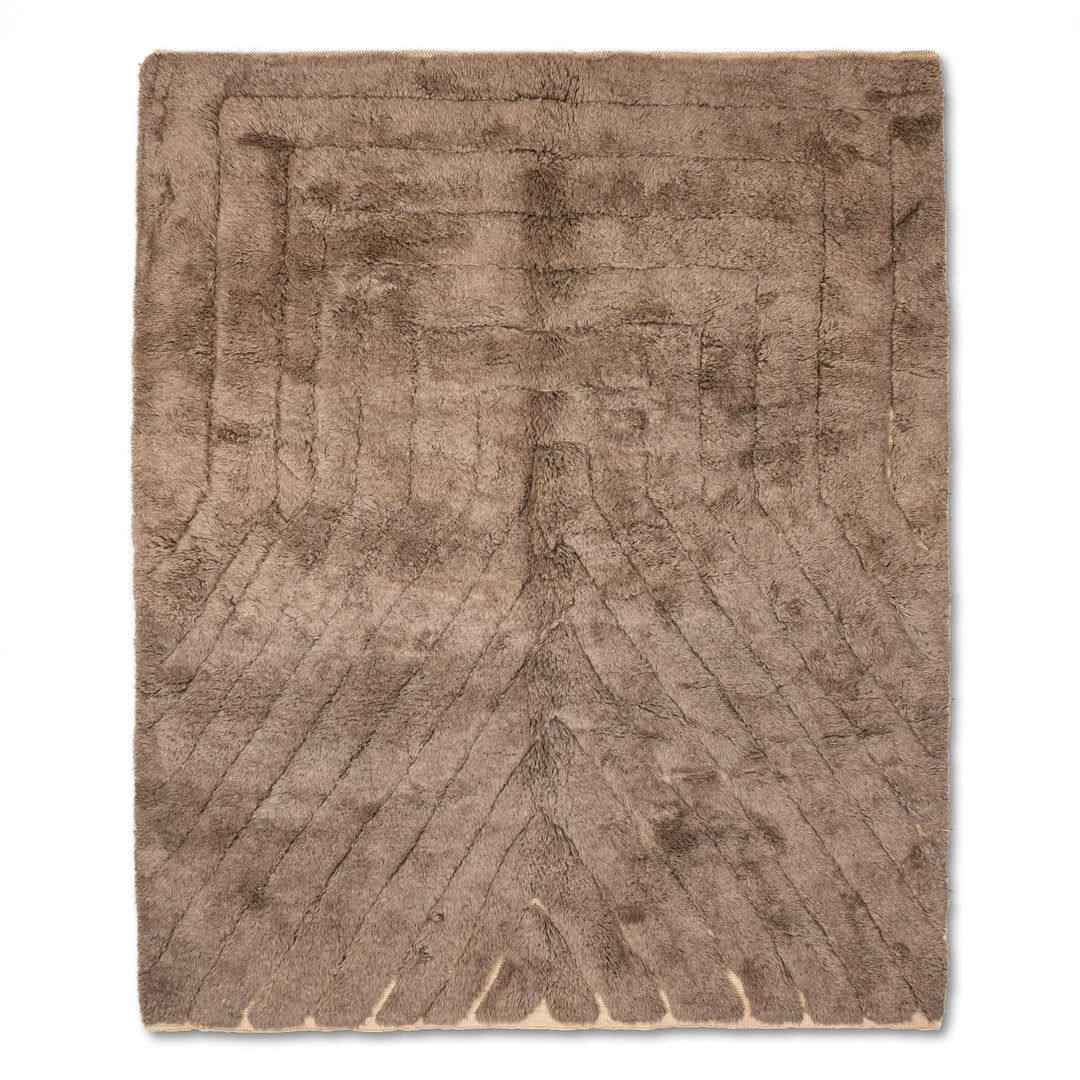 Earth-Tone Beni Mrirt Moroccan Wool Rug - Handwoven Berber Carpet, 8x10, Natural Warmth, Traditional Moroccan Aesthetic