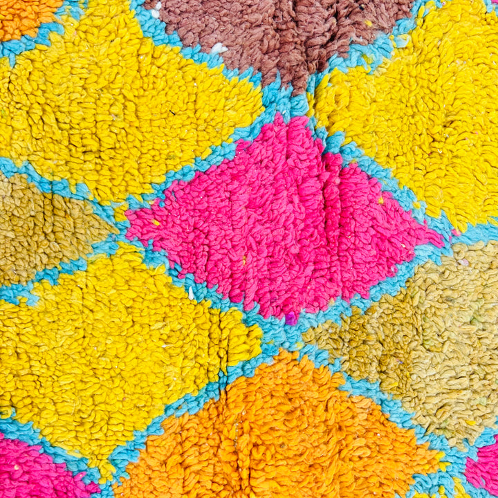 Colorful diamond-patterned vintage Moroccan rug – Rug 632, 245x156 cm