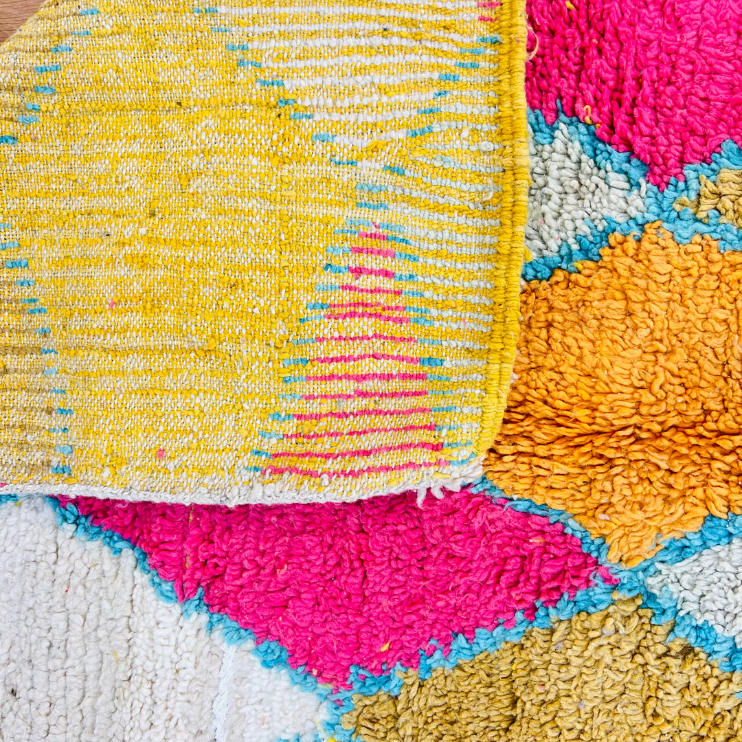 Colorful diamond-patterned vintage Moroccan rug – Rug 632, 245x156 cm