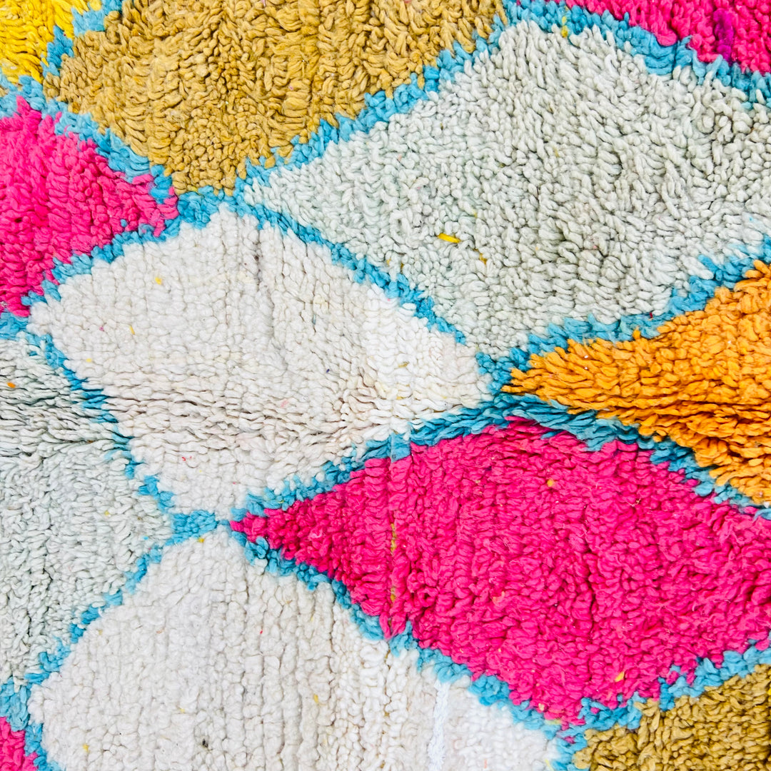 Colorful diamond-patterned vintage Moroccan rug – Rug 632, 245x156 cm