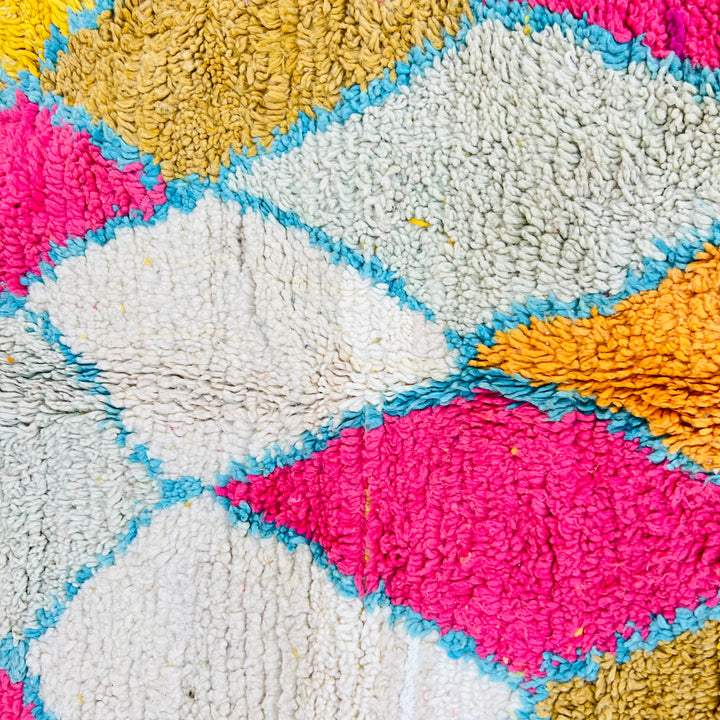 Colorful diamond-patterned vintage Moroccan rug – Rug 632, 245x156 cm