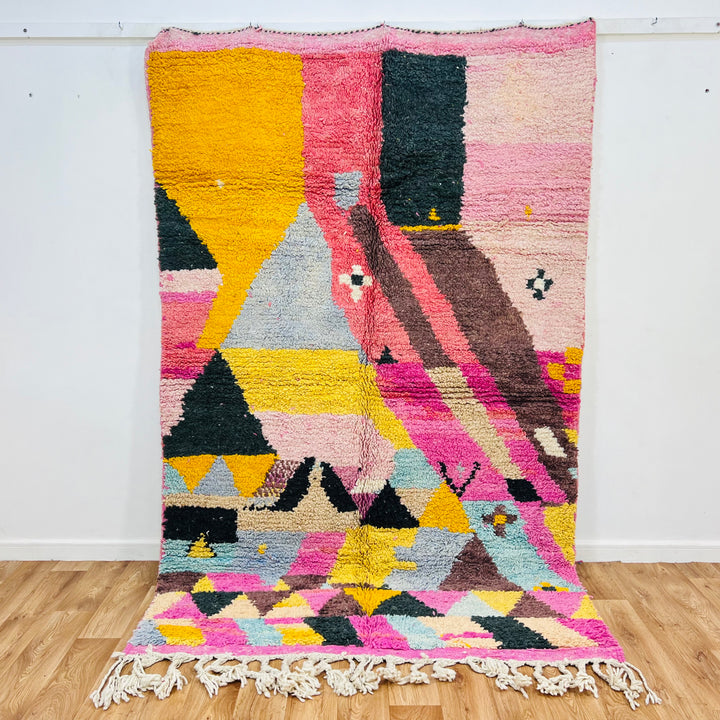 Colorful abstract Moroccan wool rug with geometric patterns – Rug 707, size 265x156 cm