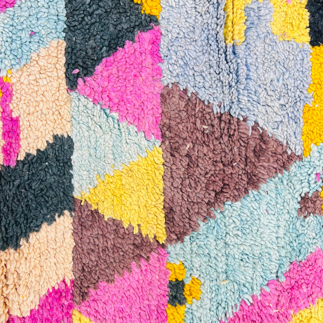 Colorful abstract Moroccan wool rug with geometric patterns – Rug 707, size 265x156 cm