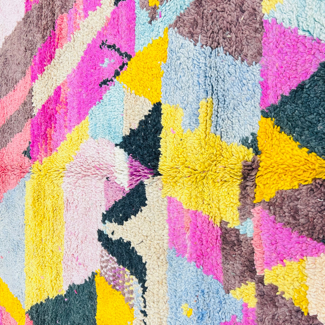 Colorful abstract Moroccan wool rug with geometric patterns – Rug 707, size 265x156 cm