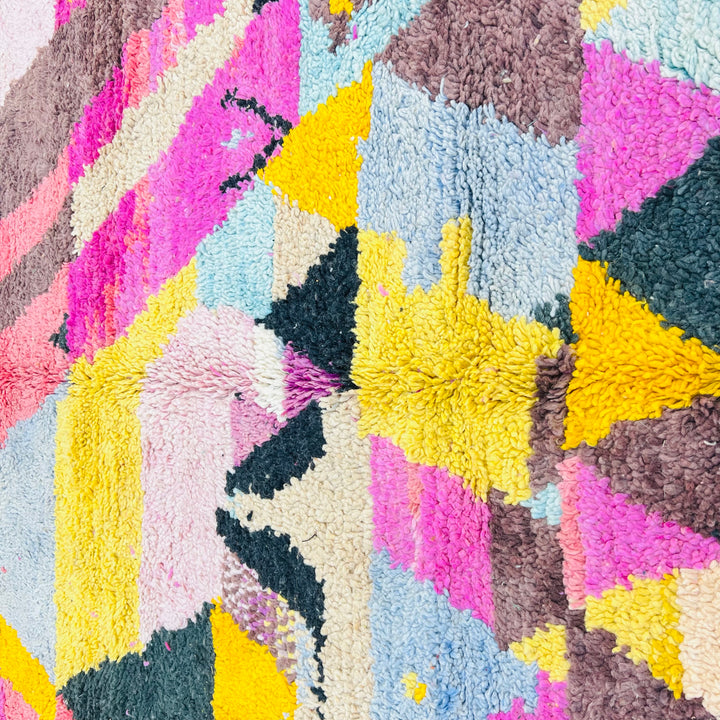 Colorful abstract Moroccan wool rug with geometric patterns – Rug 707, size 265x156 cm