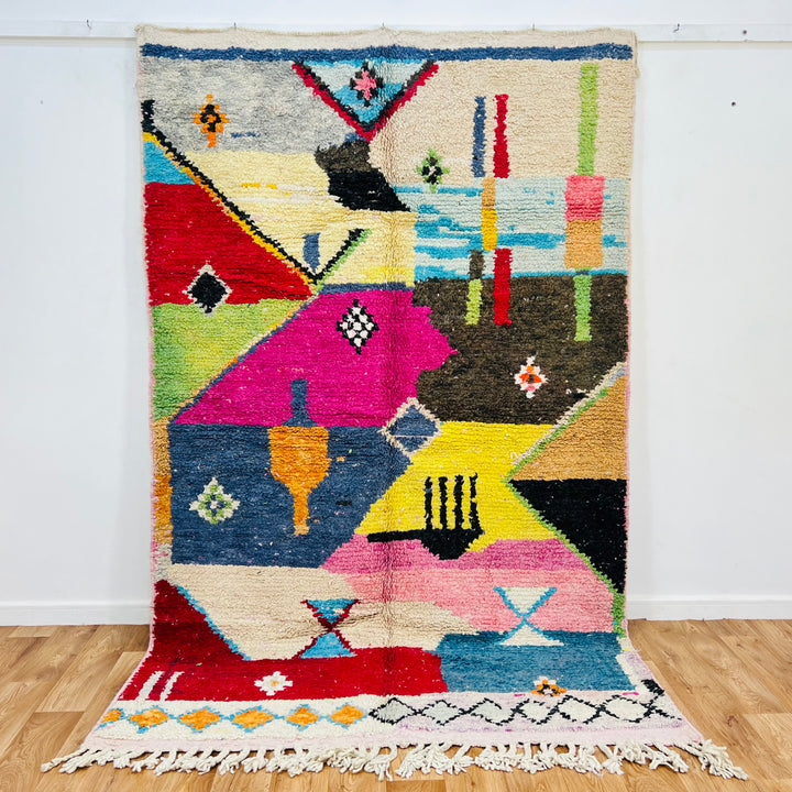 Vintage Moroccan Rug 703 โ Colorful Handmade Wool Area Rug 257x163 cm