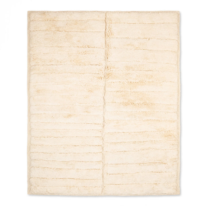 Ivory Beni Mrirt Moroccan Rug with minimalist design and plush wool texture, perfect for contemporary interiors.