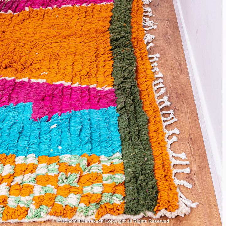 Colorful Checkered Moroccan Rug – Handmade Berber Wool Carpet