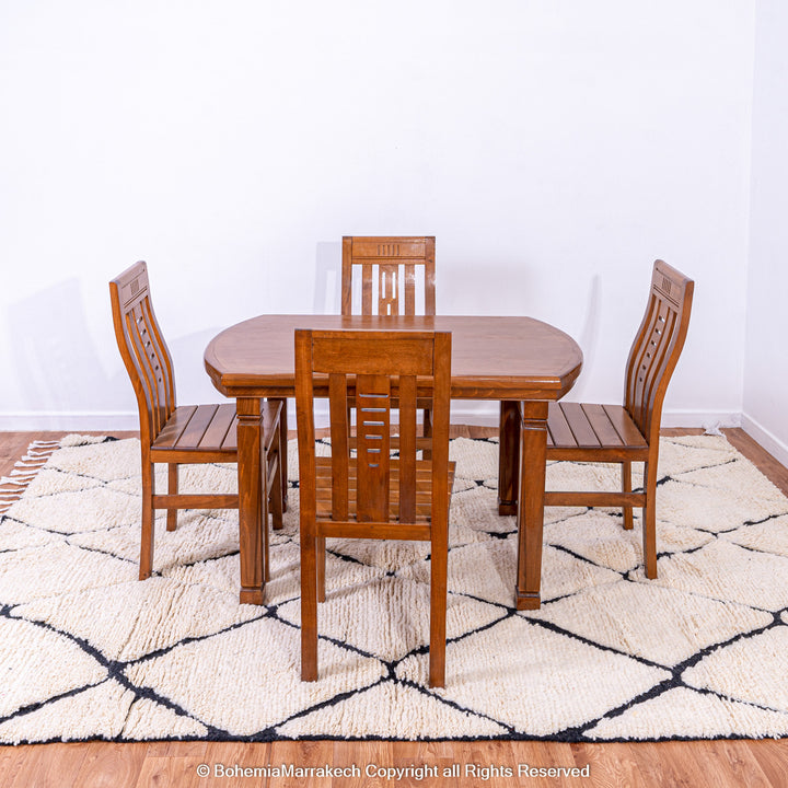 Hand-knotted Beni Ourain Moroccan wool rug in black and white diamond pattern