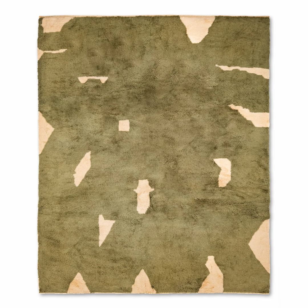 Olive Odyssey Moroccan Wool Rug – Abstract Design