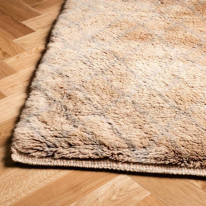 Solid Camel Beni Mrirt Moroccan Rug - Natural Wool, Handwoven Berber Carpet, Cozy and Plush Area Rug