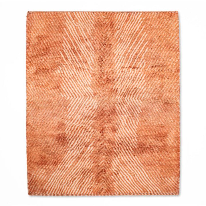 Terracotta Chevron Moroccan Wool Rug - Handmade Berber-Style, 8x10 Area Rug, Earthy Tones, Shag Texture, Moroccan Rug for Sale