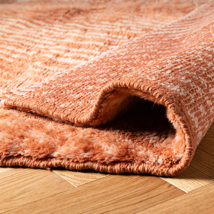 Terracotta Chevron Moroccan Wool Rug with Berber-style pattern, handmade from natural wool. Ideal for boho or minimalist spaces.