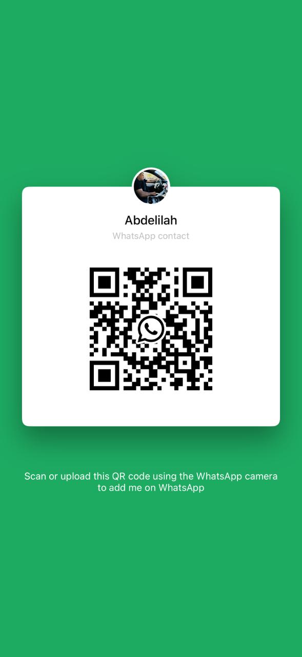 QR code for WhatsApp contact on a green background