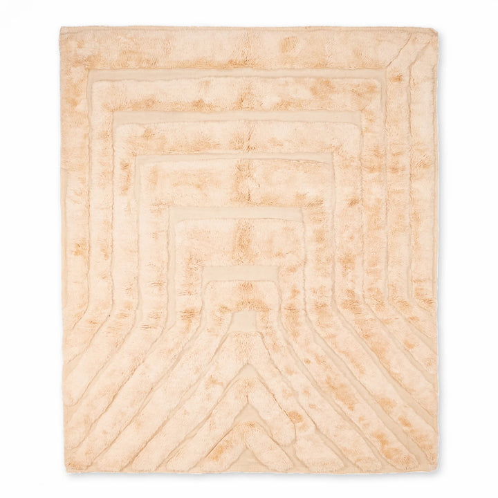 White Moroccan wool rug, handwoven Berber shag carpet, ideal for modern or bohemian interiors. Soft and stylish area rug from Morocco.