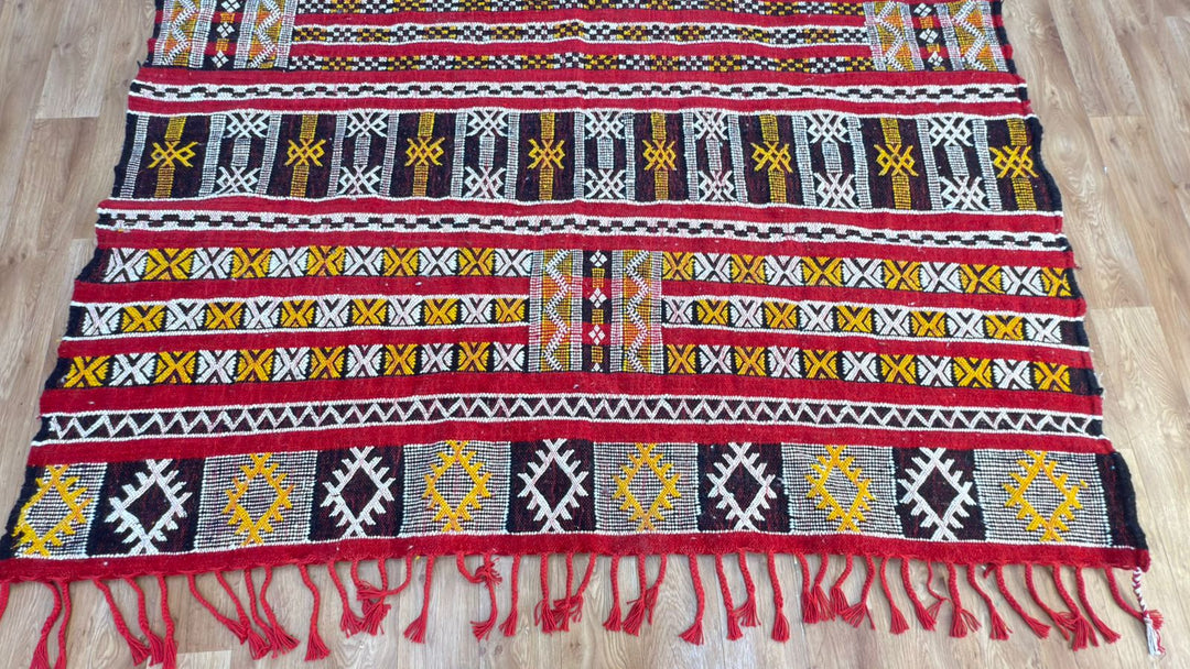 Custom Red Moroccan Kilim Rug – Handmade Flatweave Wool Carpet