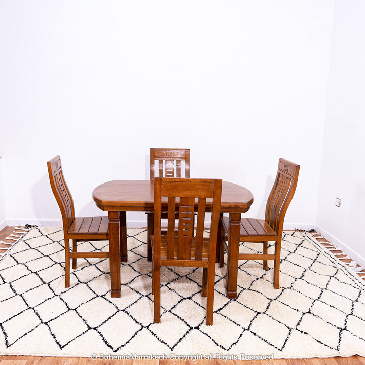 Handwoven Beni Ourain Moroccan rug in black and white wool with geometric diamond pattern