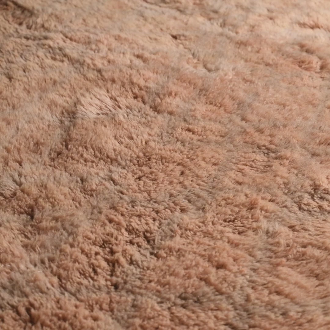 Solid Camel Beni Mrirt Rug, handwoven Moroccan wool rug, showcasing natural texture and rich camel color.