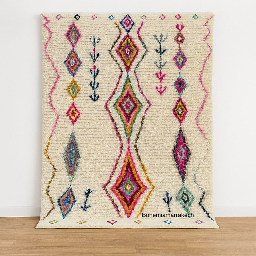Colorful Azilal Moroccan Rug – Handmade Wool Carpet with Vibrant Tribal and Geometric Patterns from Morocco