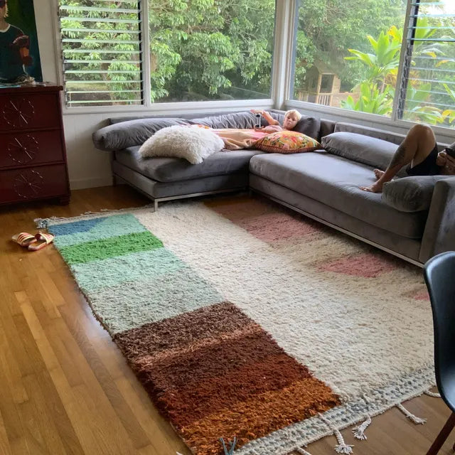 Boujaad Moroccan Rug – Handmade Wool Carpet with Colorful Abstract Geometric Patterns from Morocco