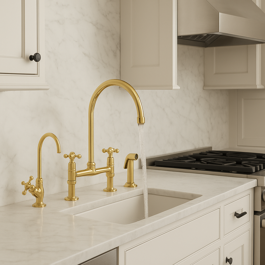 Luxury Kitchen and Bathroom Fixtures – handmade brass faucets and sinks by Bohemia Marrakech with Moroccan-inspired modern design.