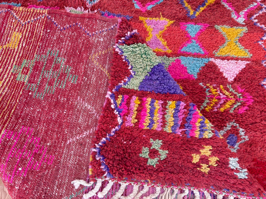 Red Moroccan Rug – Handmade Wool Carpet with Deep Red Tones and Berber Geometric Patterns from Morocco