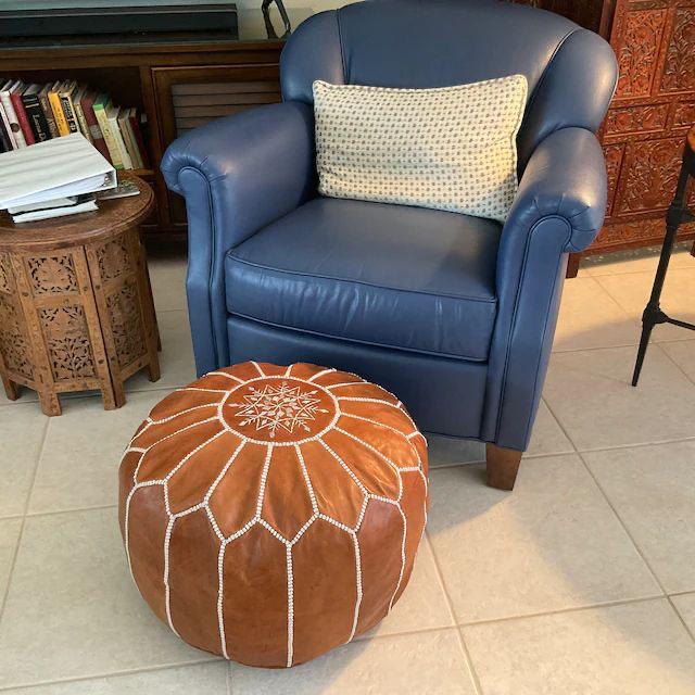 Moroccan leather poufs