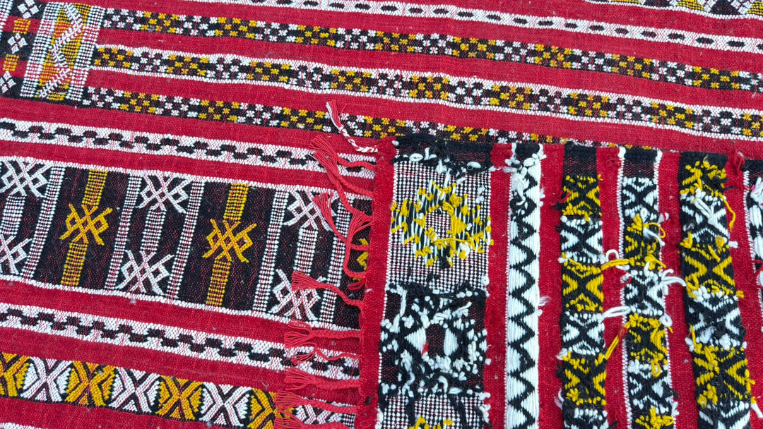 Custom Red Moroccan Kilim Rug – Handmade Flatweave Wool Carpet