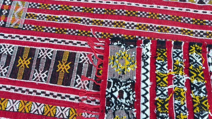 Custom Red Moroccan Kilim Rug – Handmade Flatweave Wool Carpet