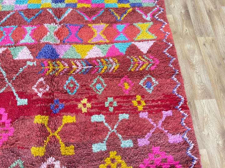 Red Boujaad Moroccan Rug – Handmade Wool Berber Carpet