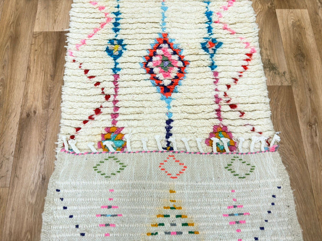 Colorful Moroccan Runner Rug – Handwoven Berber Wool Carpet