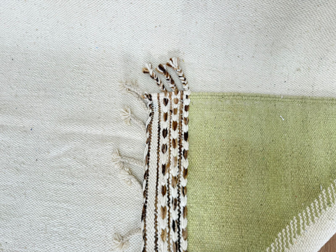 Flatweave Moroccan Rug – Cream & Brown Moroccan Wool Kilim
