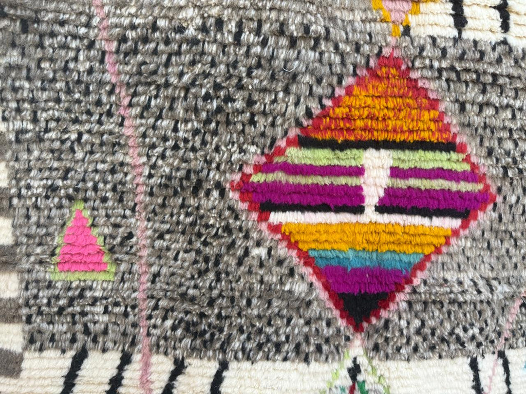 Colorful Moroccan Wool Rug – Geometric beni mrirt  rug Design