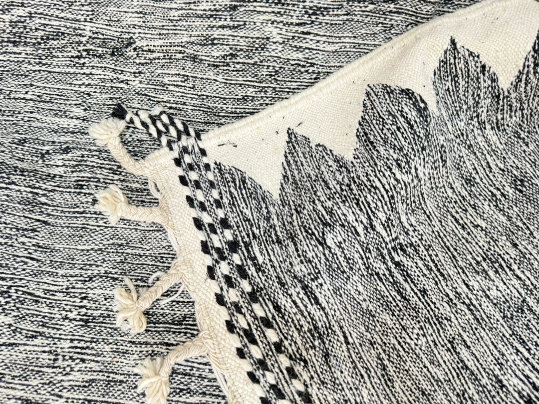 Flatweave Moroccan Rug – Dark Grey &amp; Cream moroccan kilim rugs
