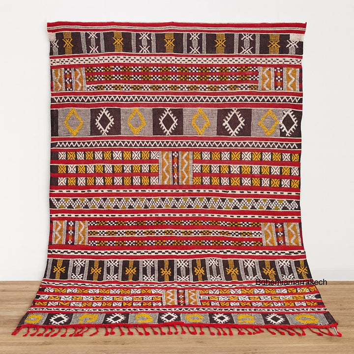 Custom Red Moroccan Kilim Rug – Handmade Flatweave Wool Carpet