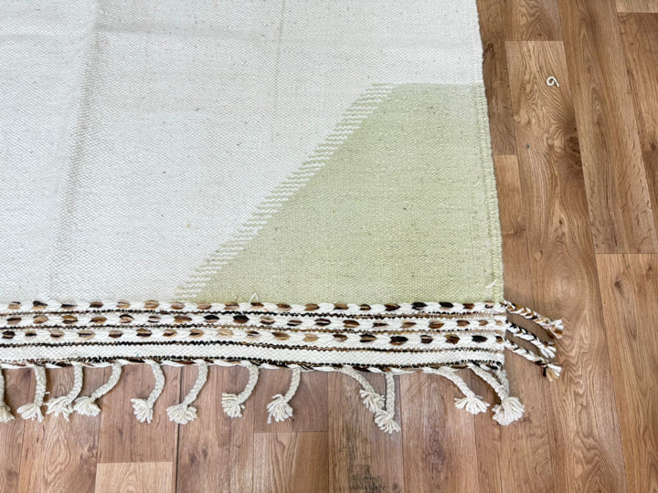 Flatweave Moroccan Rug – Cream &amp; Brown Moroccan Wool Kilim