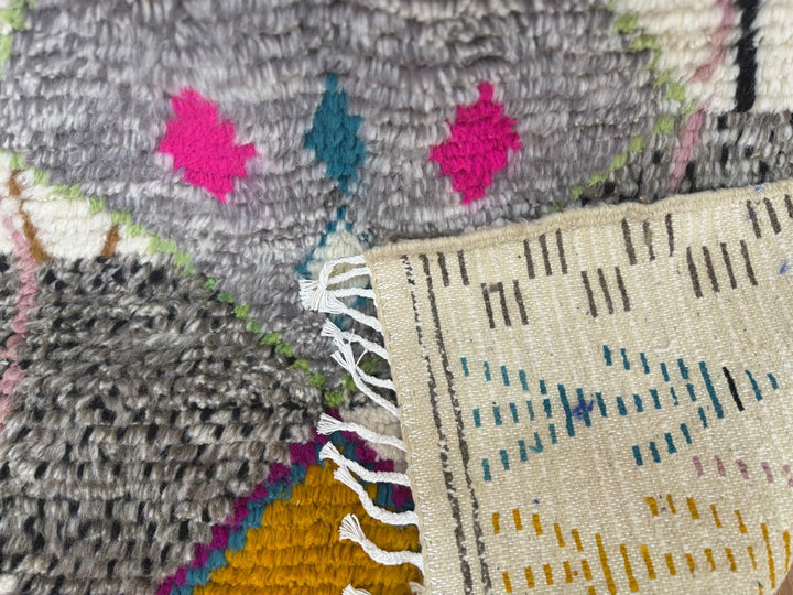 Colorful Moroccan Wool Rug – Geometric beni mrirt  rug Design