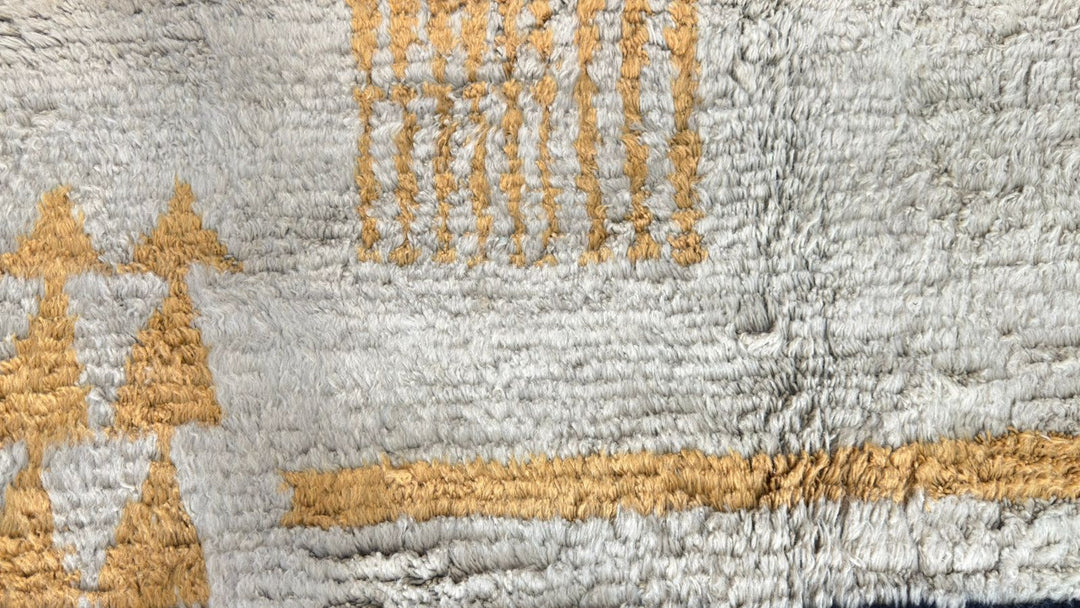 Custom  Modern Beni Mrirt Moroccan Rug – Mustard &amp; Black Wool