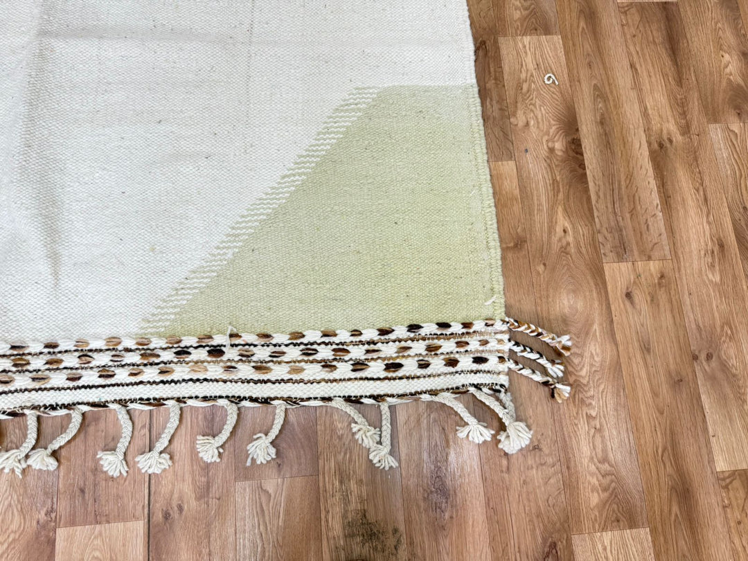 Flatweave Moroccan Rug – Cream &amp; Brown Moroccan Wool Kilim