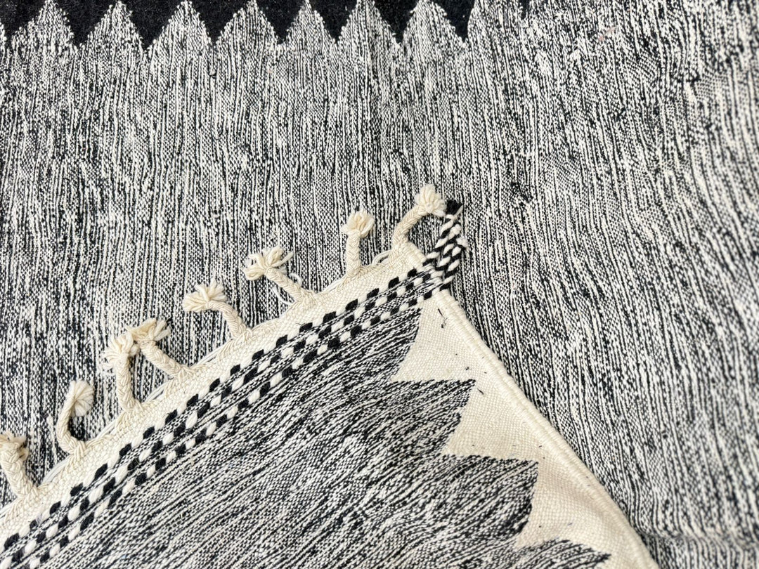 Flatweave Moroccan Rug – Dark Grey &amp; Cream moroccan kilim rugs
