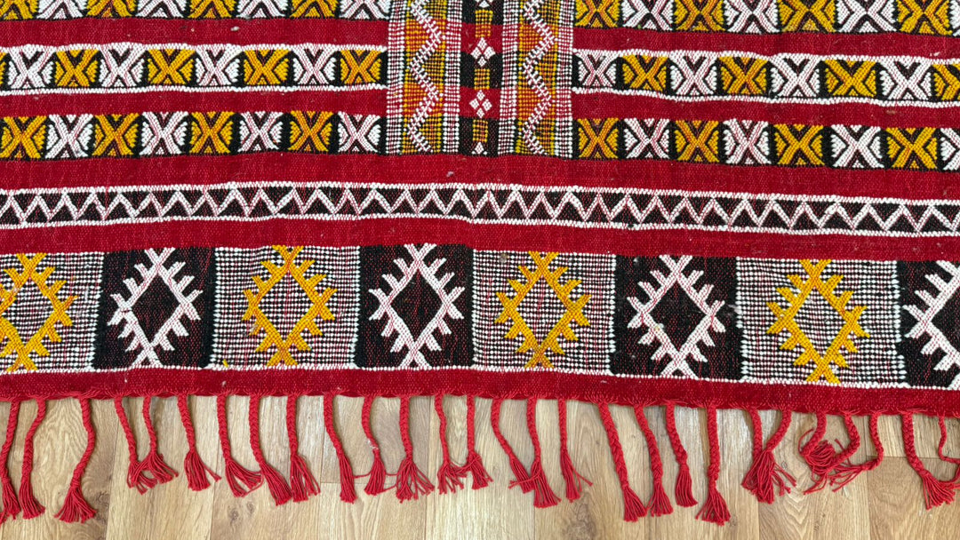 Custom Red Moroccan Kilim Rug – Handmade Flatweave Wool Carpet