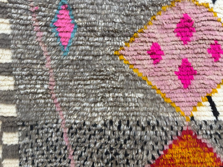 Colorful Moroccan Wool Rug – Geometric beni mrirt  rug Design